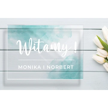 Welcome board for wedding, reception - 5mm plexi with UV print - dimensions 700x500mm - TNS004
