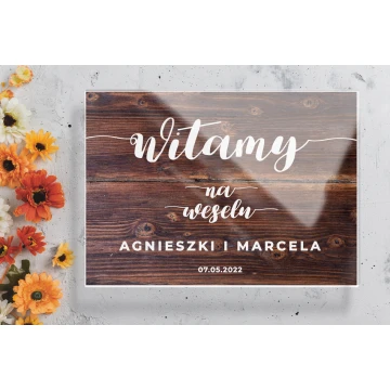 Welcome board for wedding, reception - 5mm plexi with UV print - dimensions 700x500mm - TNS013