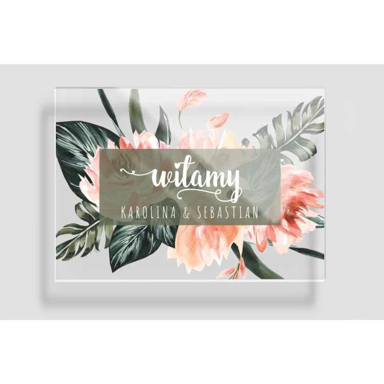 Welcome board for wedding - 5mm plexi with UV print - dimensions 700x500mm - TNS014