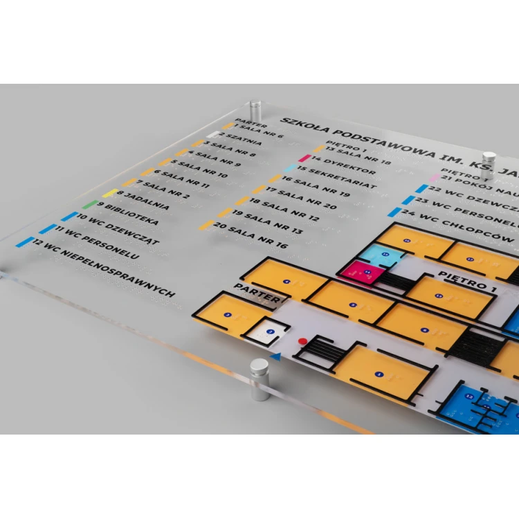 Typhlographic Plan with Braille Script - Plexi and ADA - Size: 594x420mm (A2) - TAB387
