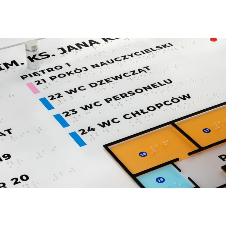 Typhlographic Plan with Braille Script - Plexi and ADA - Size: 594x420mm (A2) - TAB387