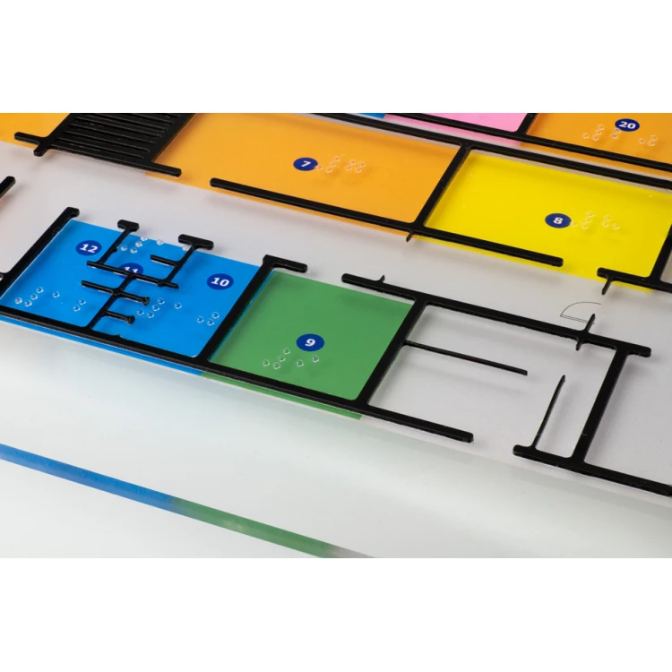 Typhlographic Plan with Braille Script - Plexi and ADA - Size: 594x420mm (A2) - TAB387