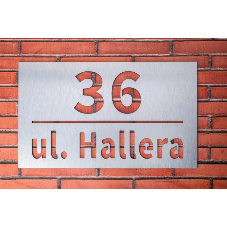 Dibond board with cut-through house number - size 420x250mm - TAB473