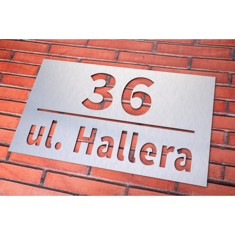 Dibond board with cut-through house number - size 420x250mm - TAB473