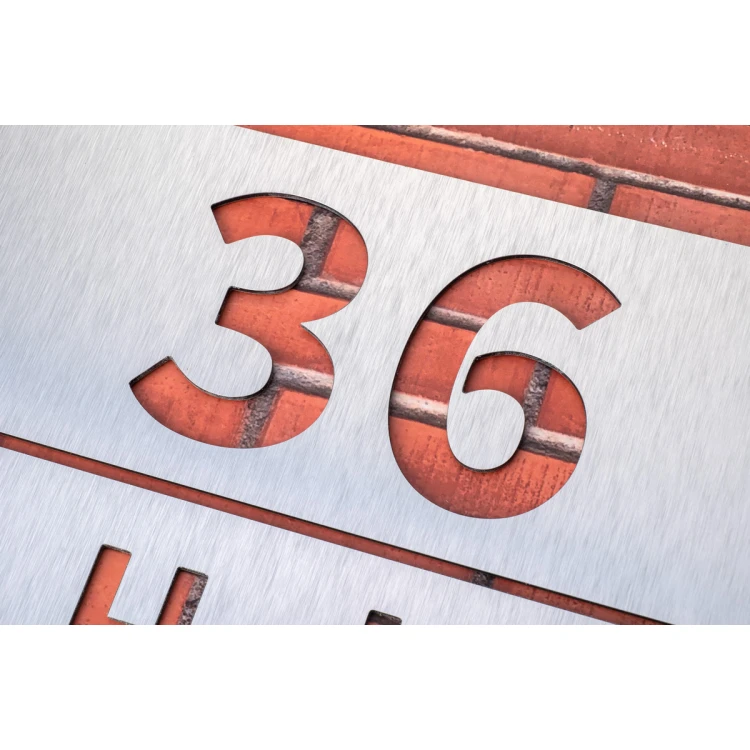 Dibond board with cut-through house number - size 420x250mm - TAB473