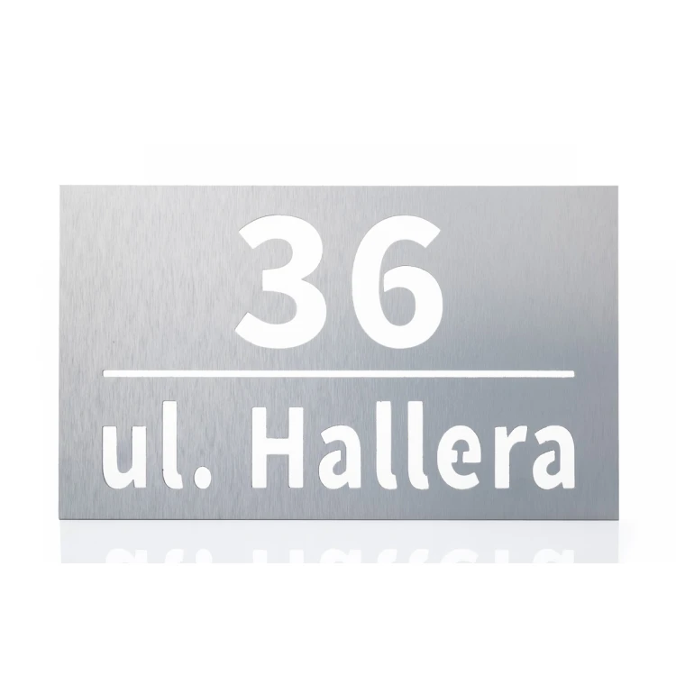 Dibond board with cut-through house number - size 420x250mm - TAB473