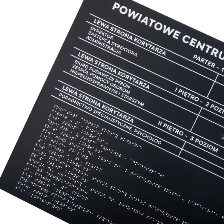 Braille Board - Matte Black Acrylic - Size 600x450mm - DARK - TAB536