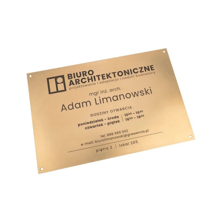 Brass Plaque - CNC Engraving - Size 295x195mm - TAB574