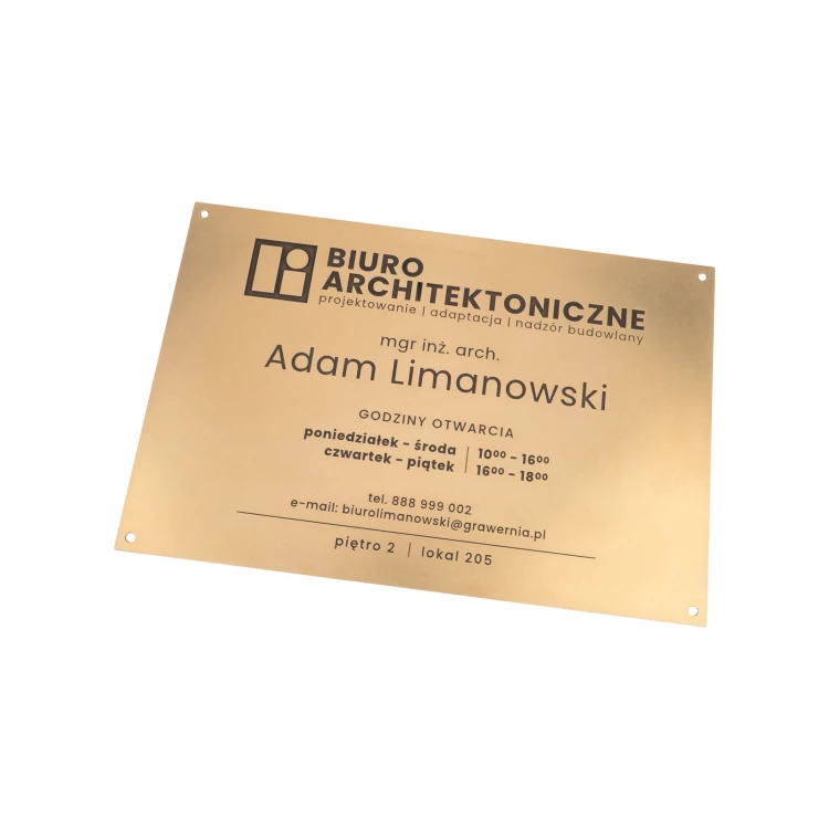 Brass Plaque - CNC Engraving - Size 295x195mm - TAB574