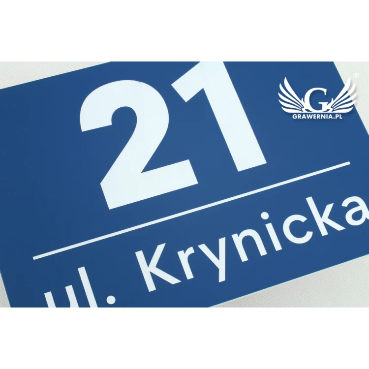 House number plaque - size 210x148mm, thickness 3mm - laser engraved
