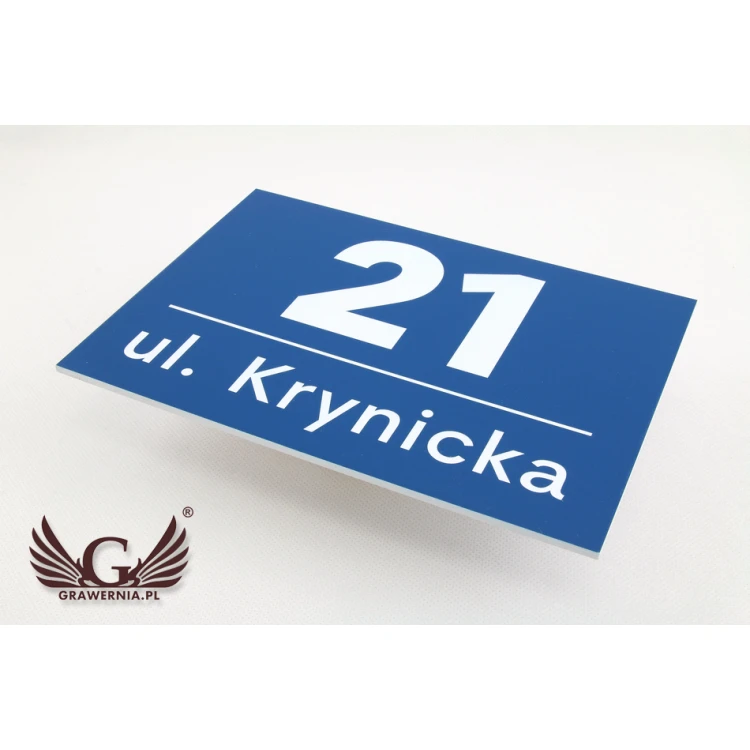 House number plaque - size 210x148mm, thickness 3mm - laser engraved