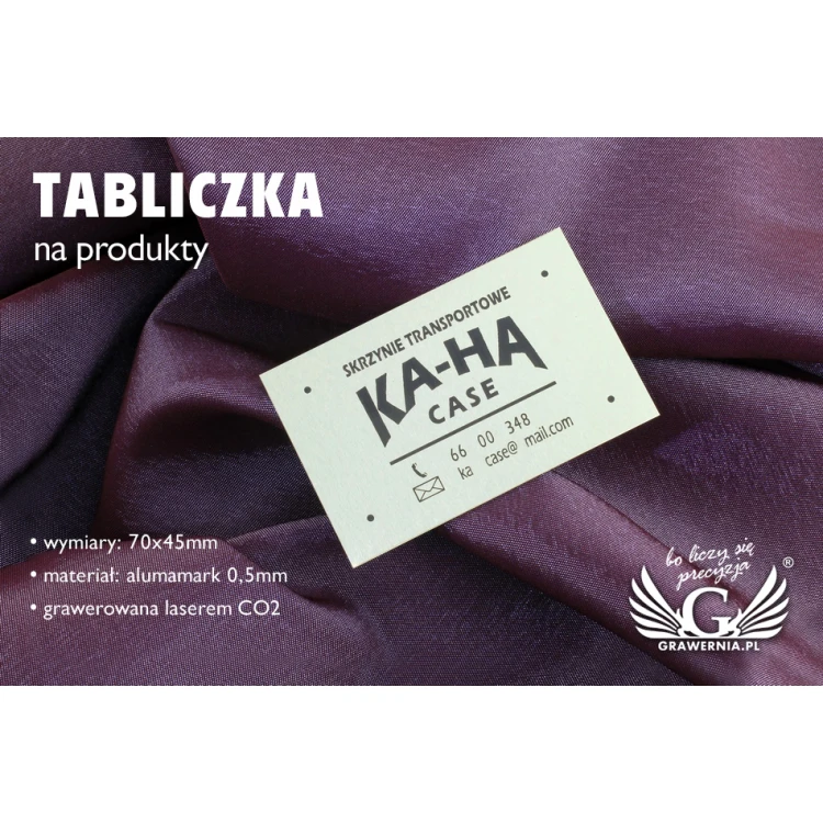 AlumaMark Aluminum Plate for Products - Size 70x45mm
