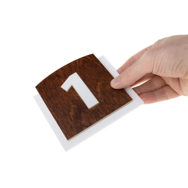 Wooden plaque with embossed numbering - dim: 120x118mm - TAB445