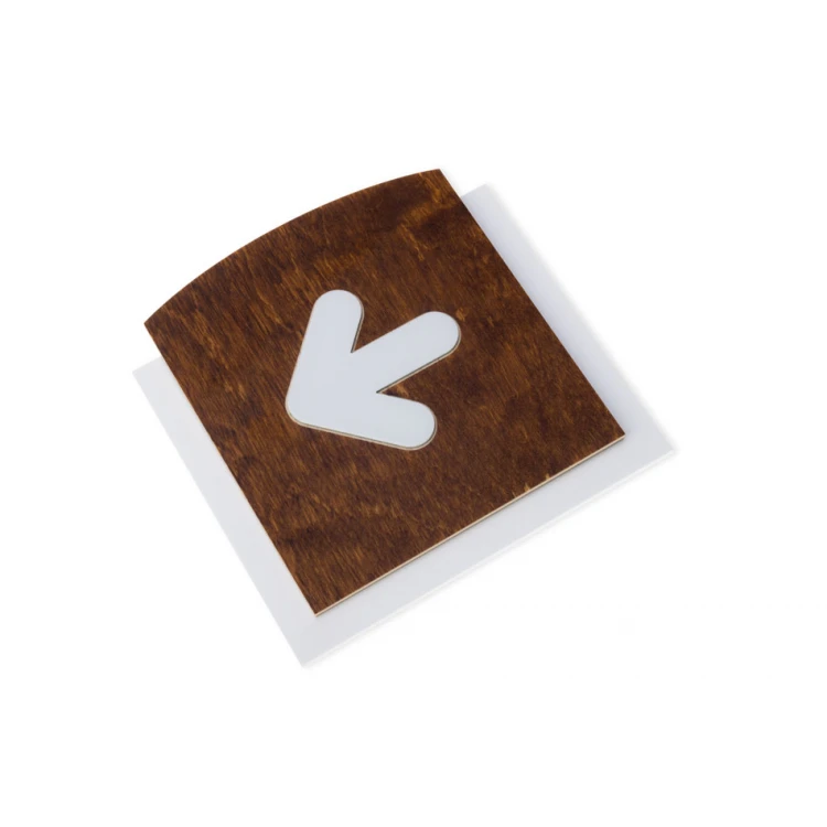 Wooden plaque with embossed pictogram - LEFT ARROW - dimensions: 120x118mm - TAB437