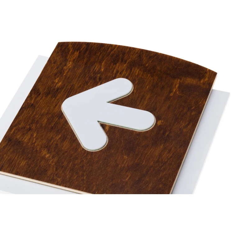 Wooden plaque with embossed pictogram - LEFT ARROW - dimensions: 120x118mm - TAB437