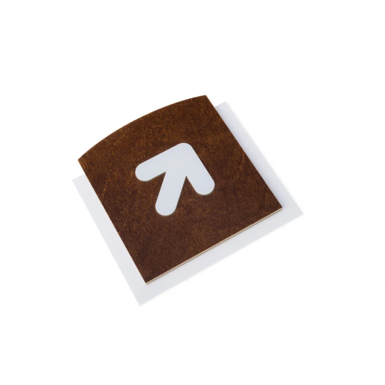 Wooden plaque with embossed pictogram - UP ARROW - dimensions: 120x118mm - TAB439