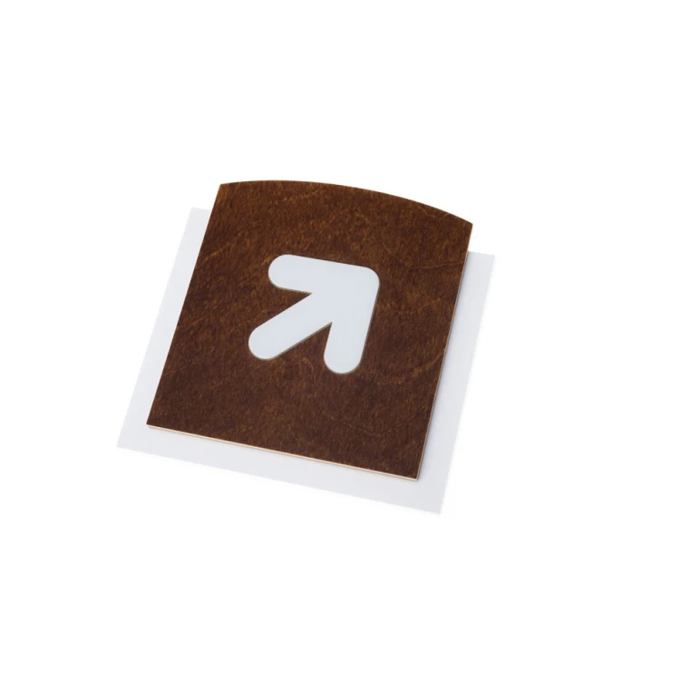 Wooden plaque with embossed pictogram - UP ARROW - dimensions: 120x118mm - TAB439