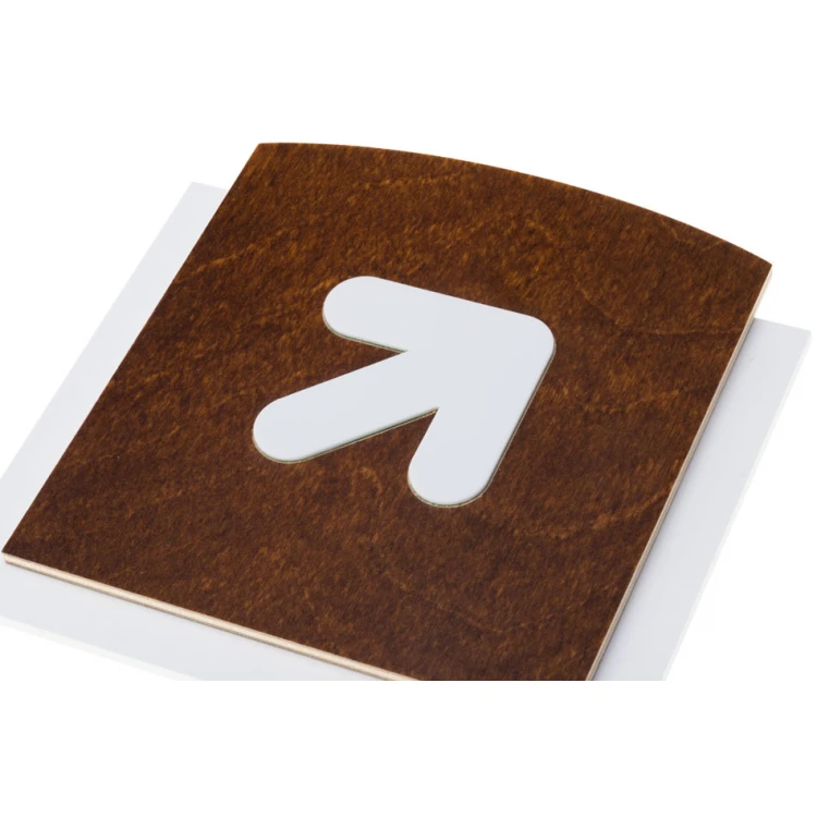 Wooden plaque with embossed pictogram - UP ARROW - dimensions: 120x118mm - TAB439