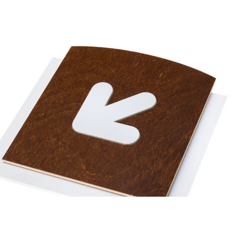 Wooden plaque with embossed pictogram - DOWN ARROW - dimensions: 120x118mm - TAB440