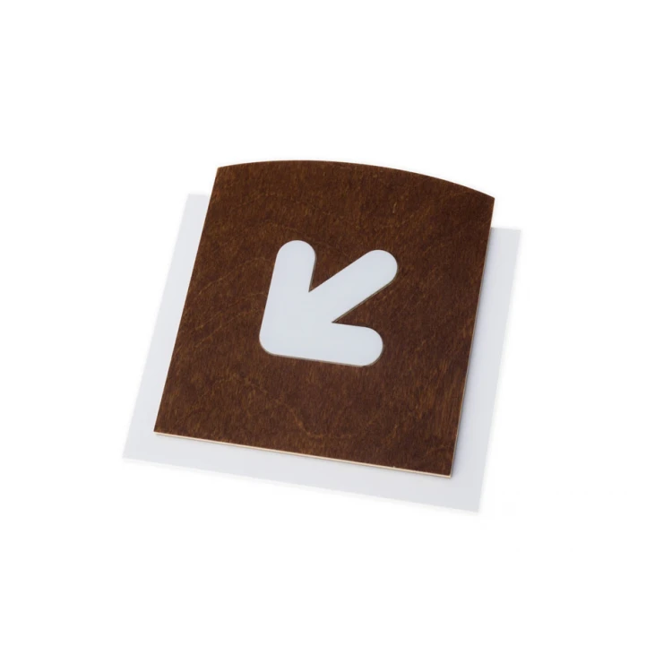 Wooden plaque with embossed pictogram - DOWN ARROW - dimensions: 120x118mm - TAB440