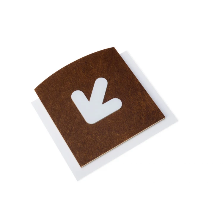 Wooden plaque with embossed pictogram - DOWN ARROW - dimensions: 120x118mm - TAB440