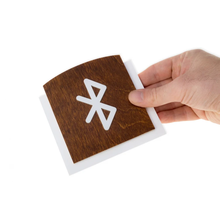 Wooden Plaque with Raised Pictogram - BLUETOOTH - dimensions: 120x118mm - TAB441