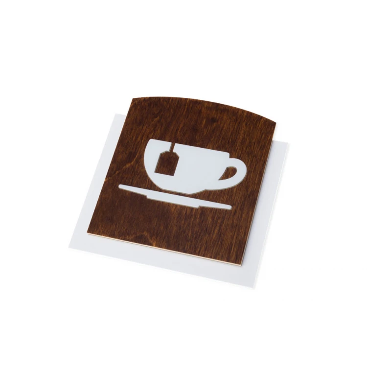 Wooden plaque with embossed pictogram - TEA - dimensions: 120x118mm - TAB443