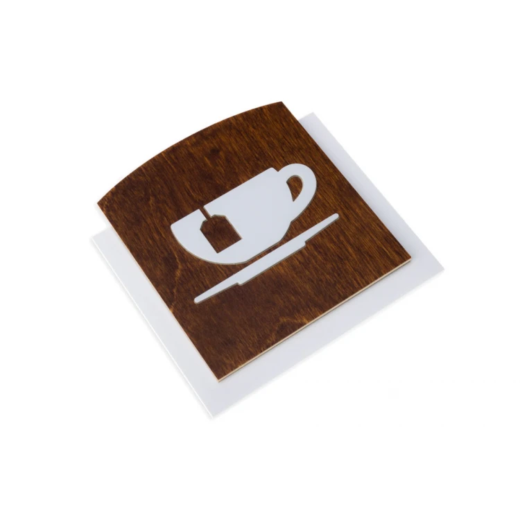Wooden plaque with embossed pictogram - TEA - dimensions: 120x118mm - TAB443