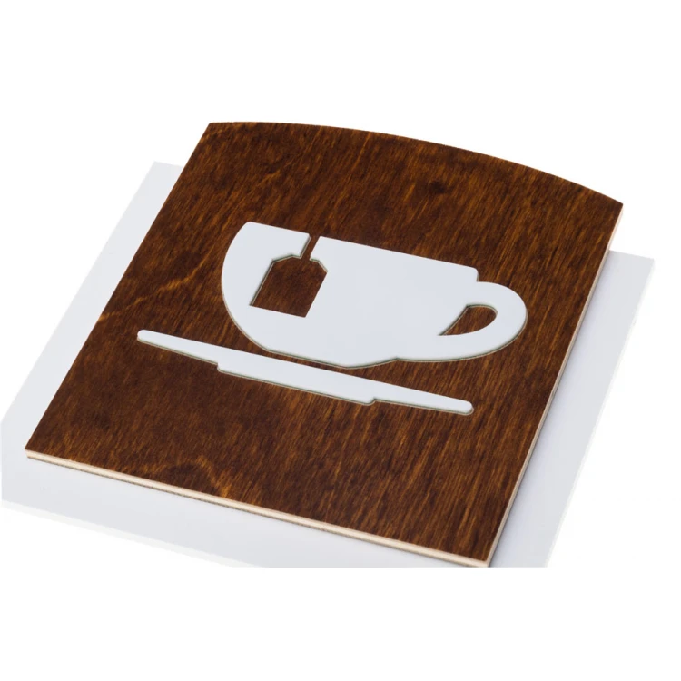 Wooden plaque with embossed pictogram - TEA - dimensions: 120x118mm - TAB443