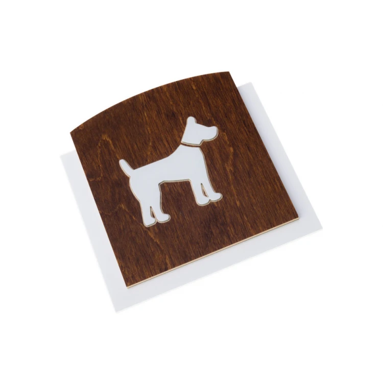 Wooden Plaque with Raised Pictogram - DOG - dimensions: 120x118mm - TAB444