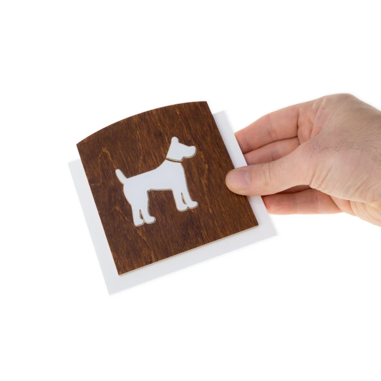 Wooden Plaque with Raised Pictogram - DOG - dimensions: 120x118mm - TAB444
