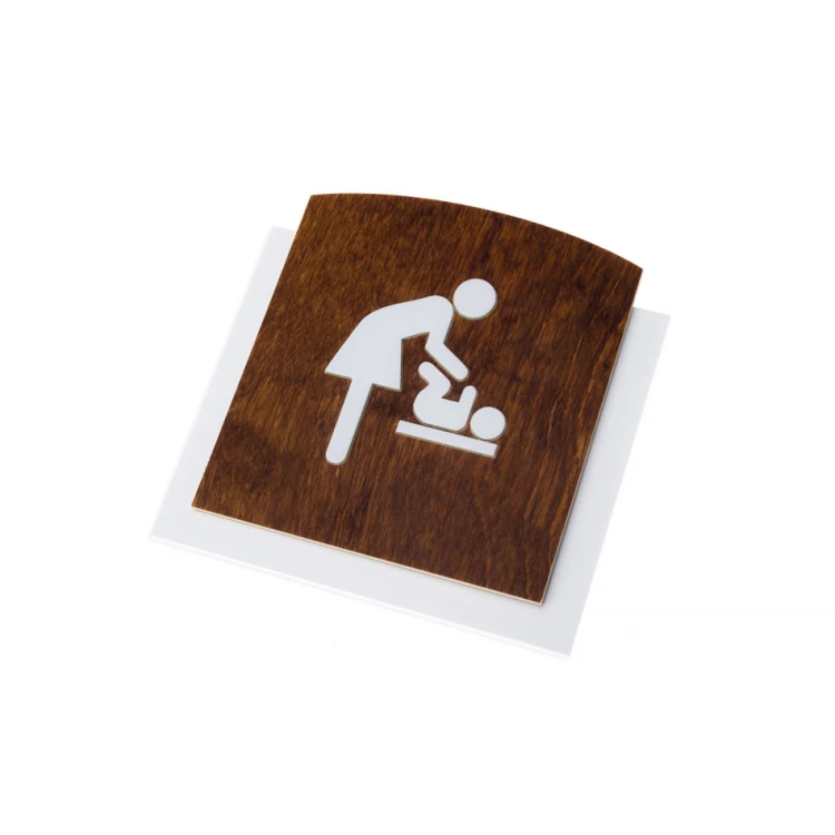 Wooden plaque with embossed pictogram - CHANGING TABLE - dimensions: 120x118mm - TAB446