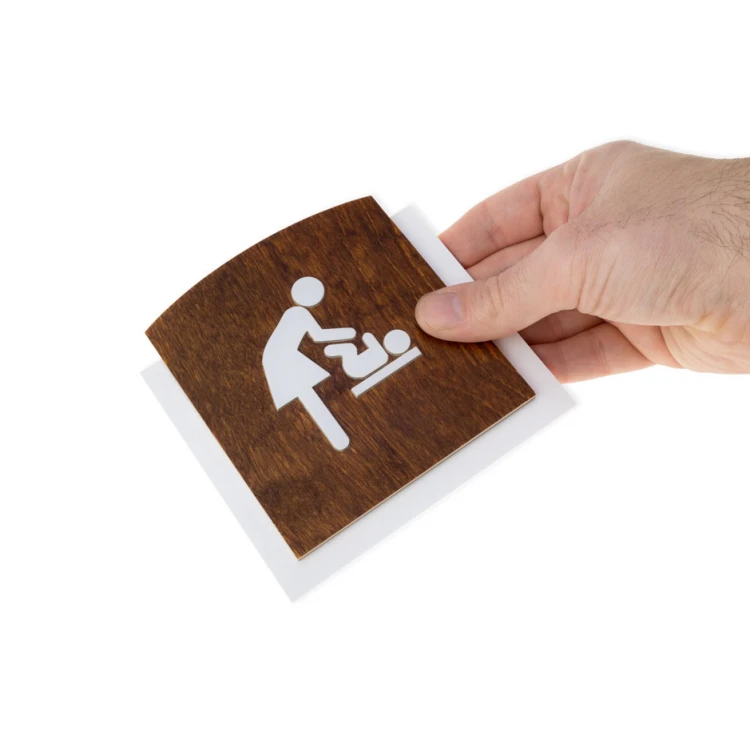 Wooden plaque with embossed pictogram - CHANGING TABLE - dimensions: 120x118mm - TAB446