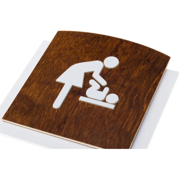 Wooden plaque with embossed pictogram - CHANGING TABLE - dimensions: 120x118mm - TAB446