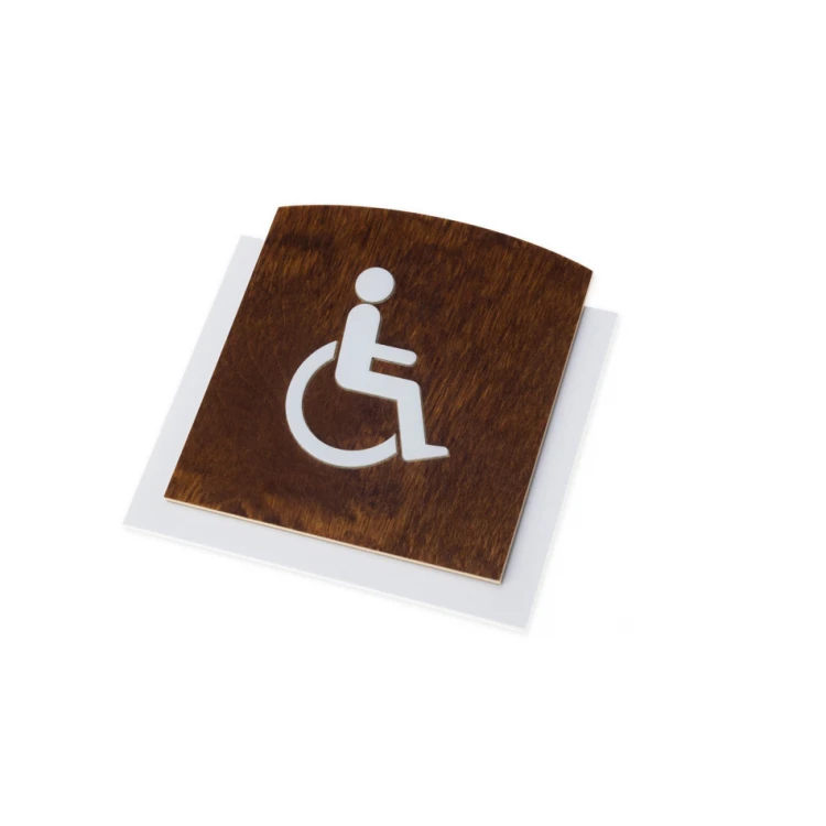 Wooden Plaque with Raised Pictogram - TOILET FOR DISABLED - dimensions: 120x118mm - TAB447