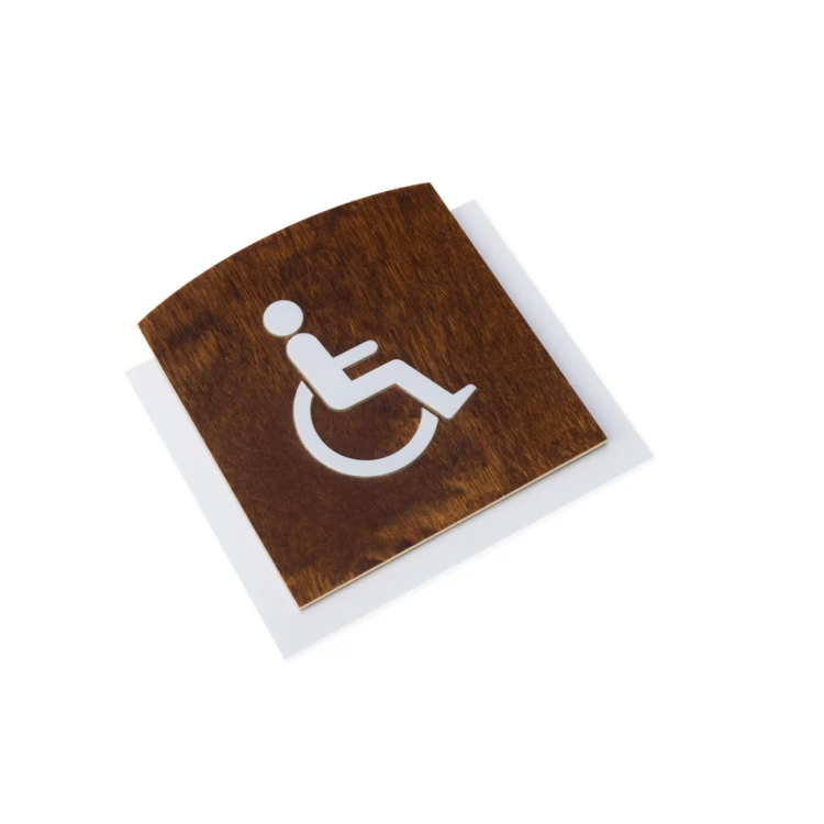 Wooden Plaque with Raised Pictogram - TOILET FOR DISABLED - dimensions: 120x118mm - TAB447
