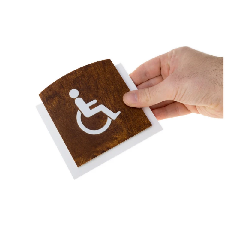 Wooden Plaque with Raised Pictogram - TOILET FOR DISABLED - dimensions: 120x118mm - TAB447