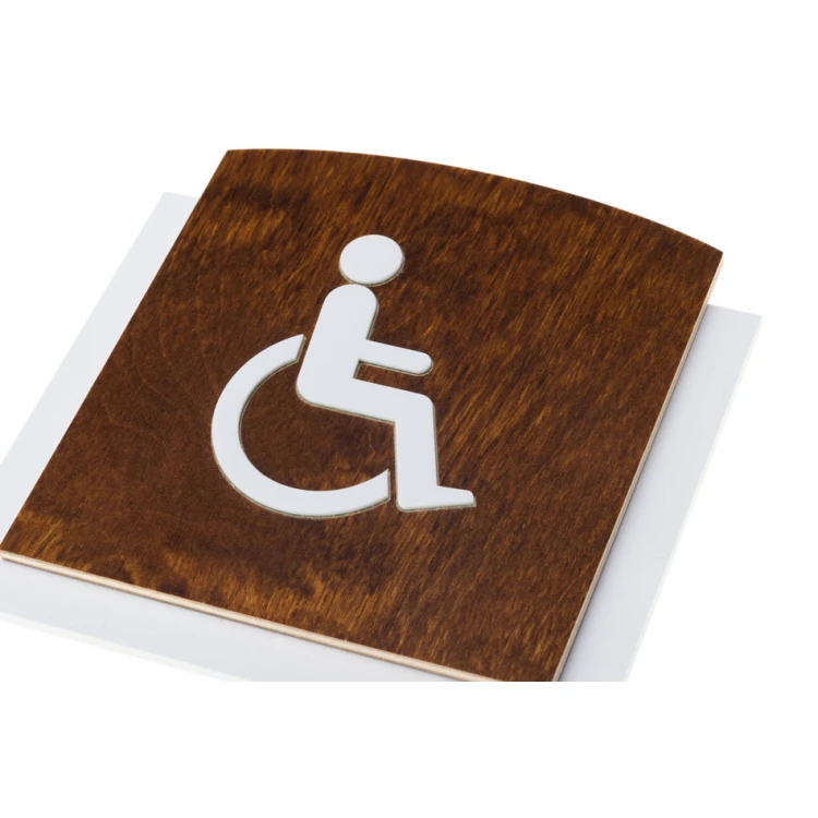 Wooden Plaque with Raised Pictogram - TOILET FOR DISABLED - dimensions: 120x118mm - TAB447