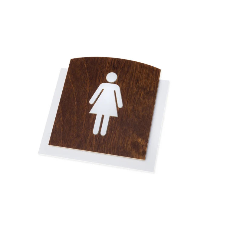 Wooden plaque with embossed pictogram - TOILET - dimensions: 120x118mm - TAB448