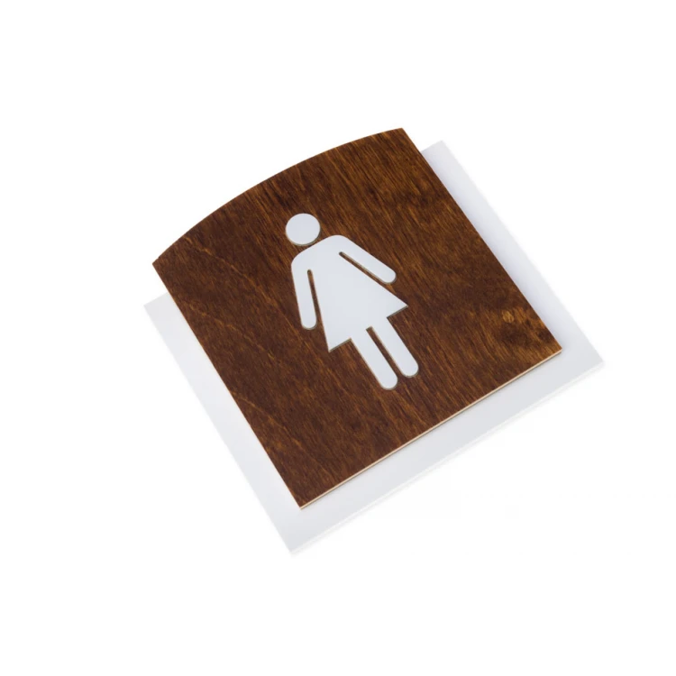 Wooden plaque with embossed pictogram - TOILET - dimensions: 120x118mm - TAB448