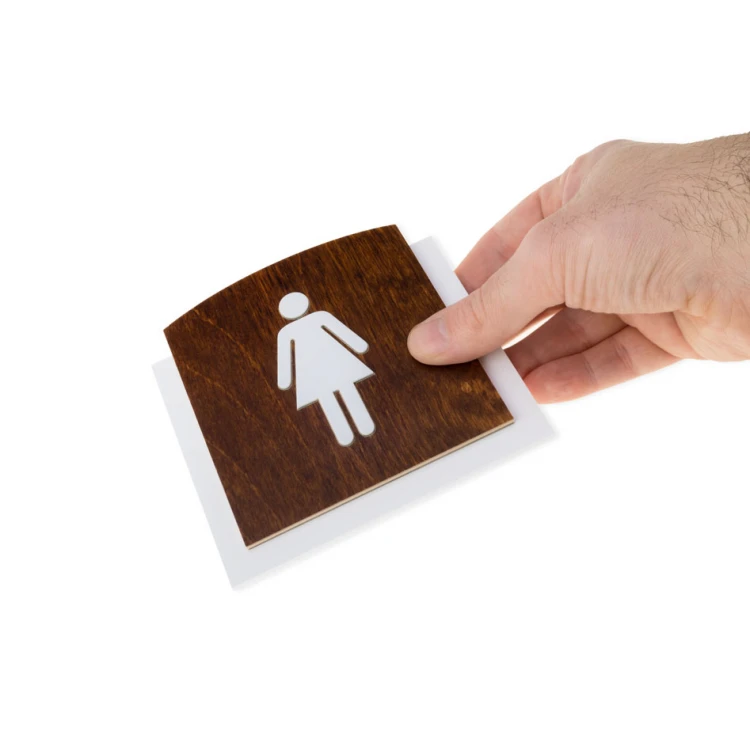 Wooden plaque with embossed pictogram - TOILET - dimensions: 120x118mm - TAB448