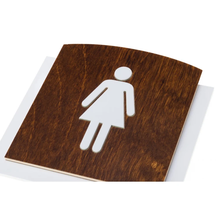 Wooden plaque with embossed pictogram - TOILET - dimensions: 120x118mm - TAB448