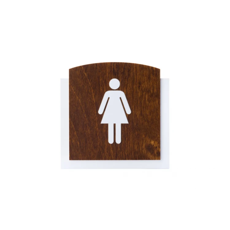 Wooden plaque with embossed pictogram - TOILET - dimensions: 120x118mm - TAB448