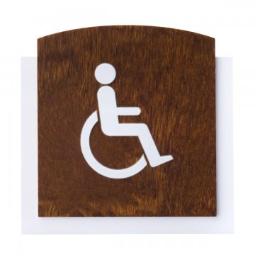 Wooden Plaque with Raised Pictogram - TOILET FOR DISABLED - dimensions: 120x118mm - TAB447