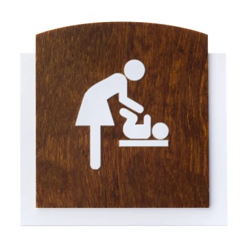 Wooden plaque with embossed pictogram - CHANGING TABLE - dimensions: 120x118mm - TAB446
