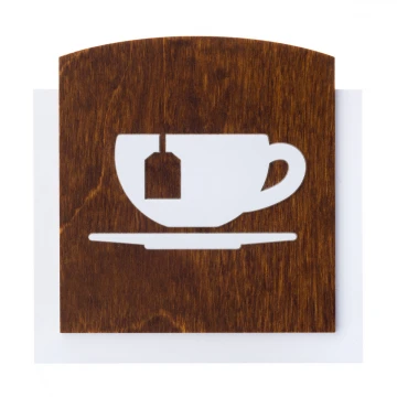 Wooden plaque with embossed pictogram - TEA - dimensions: 120x118mm - TAB443