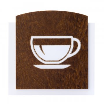 Wooden plaque with embossed pictogram - COFFEE - dimensions: 120x118mm - TAB442