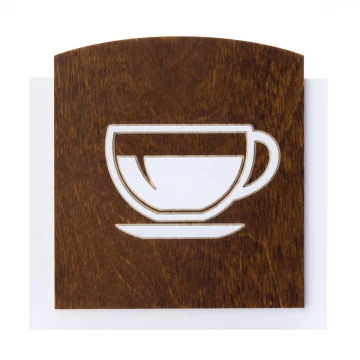 Wooden plaque with embossed pictogram - COFFEE - dimensions: 120x118mm - TAB442