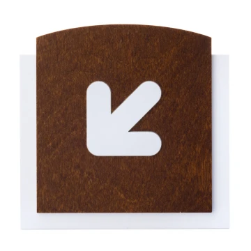 Wooden plaque with embossed pictogram - DOWN ARROW - dimensions: 120x118mm - TAB440