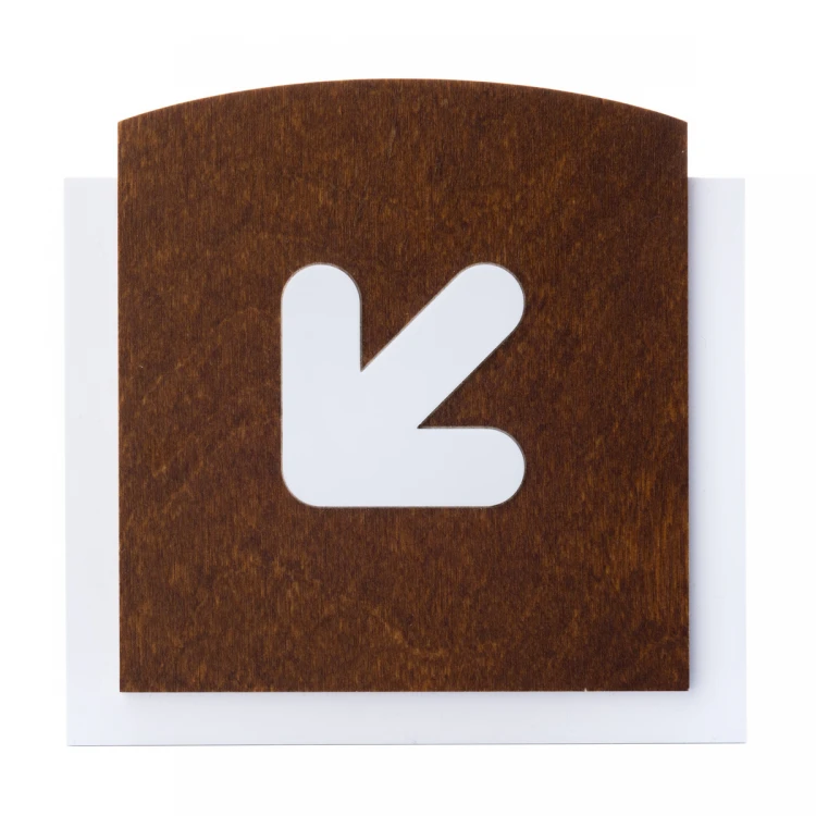 Wooden plaque with embossed pictogram - DOWN ARROW - dimensions: 120x118mm - TAB440